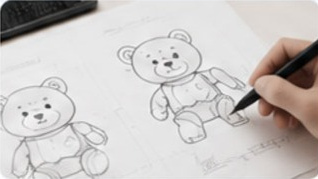 キャラクターロボットのデザインを描く様子