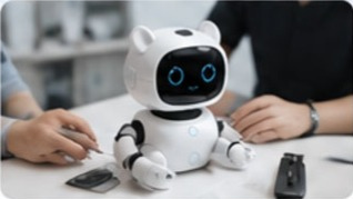 試作したロボットの動作を確認する様子