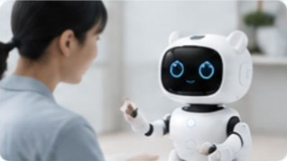 導入したロボットと対話する利用者