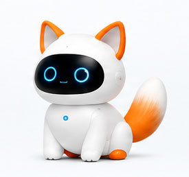 白とオレンジのキャラクターロボット