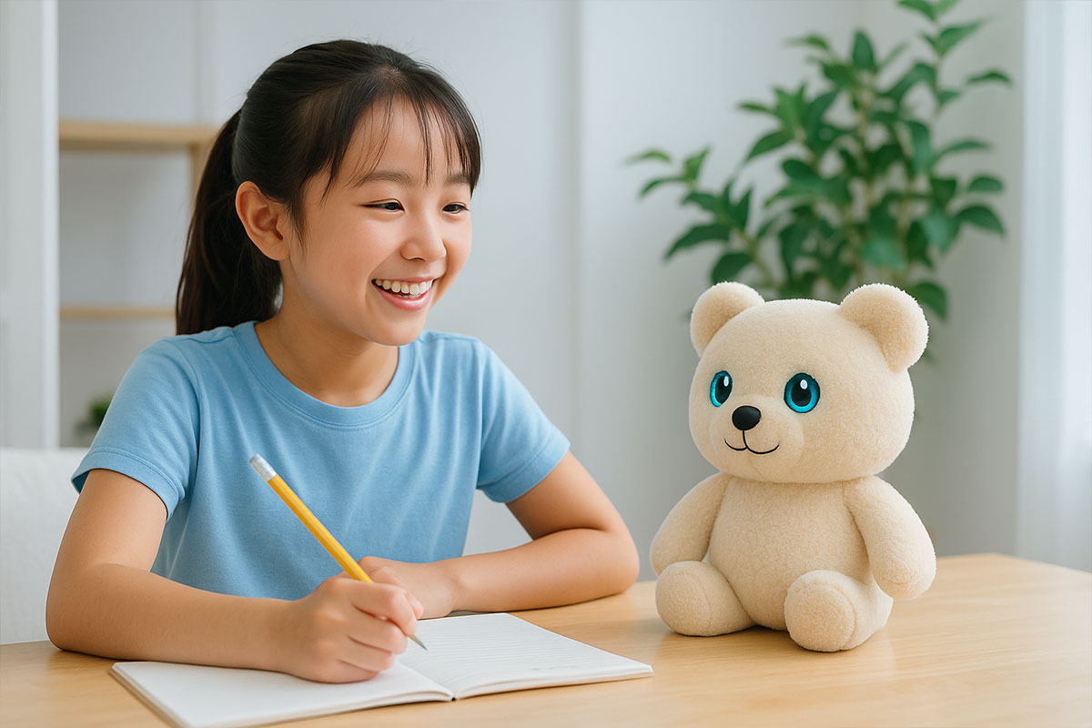 AIロボットと一緒に英語学習する子ども
