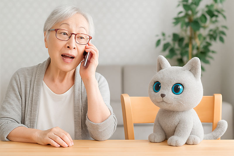 高齢者の通話を見守るAIロボット